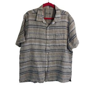 Tasso Elba Men's Black and Cream Striped Button-Down Shirt